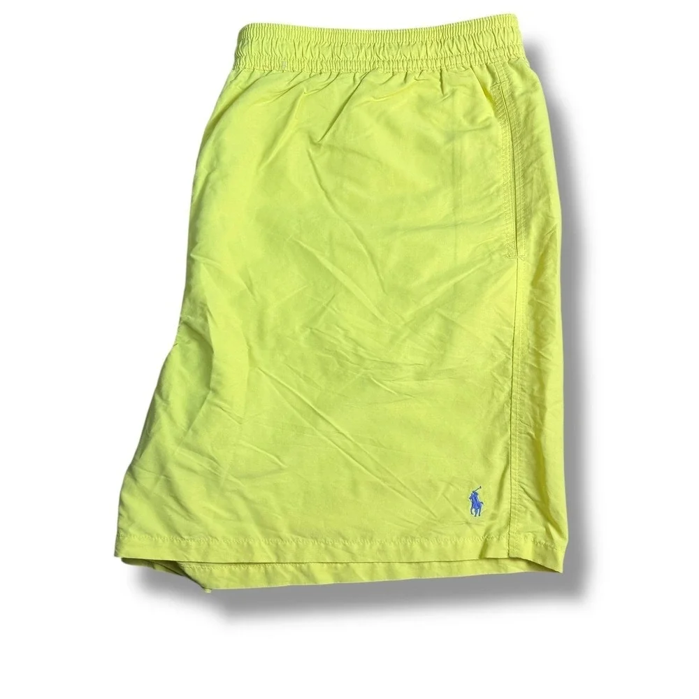 Polo Ralph Lauren Swim Trunks Mens 4XB Yellow Mesh Lined Pony Logo Summer Beach